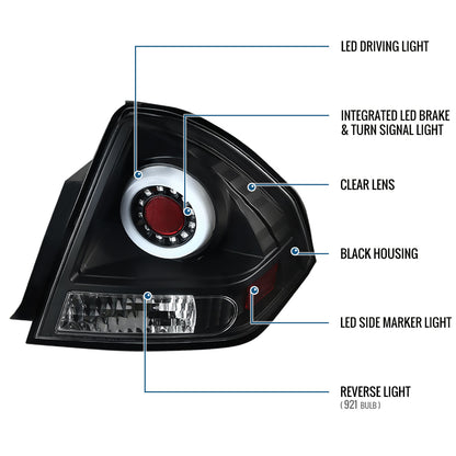 Ronnin - Compatible con Chevrolet Impala Limited 2006-2016 Luces traseras LED de repuesto mejoradas con intermitentes y freno integrados | Par negro
