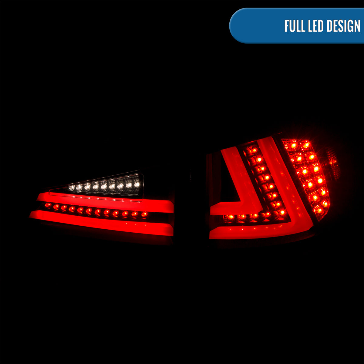 Ronnin - Compatible con Lexus IS250 IS350 (2006-2008) y Lexus IS F (2008-2013) versión estadounidense. Par de luces traseras LED completas de repuesto mejoradas | Negras | Tubo blanco