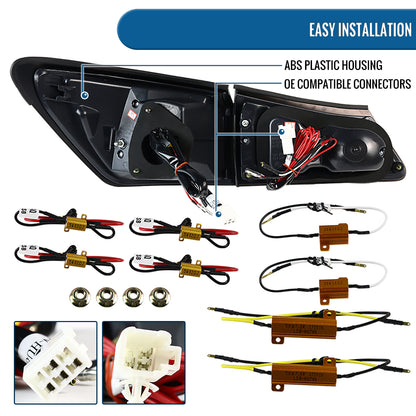 Ronnin - Compatible con Lexus IS250 IS350 (2006-2008) y Lexus IS F (2008-2013) versión estadounidense. Par de luces traseras LED completas de repuesto mejoradas | Negras | Tubo blanco