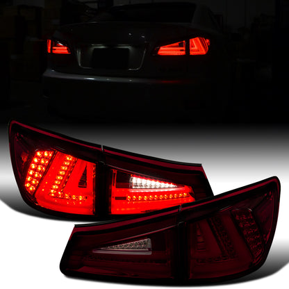 Ronnin - Compatible con Lexus IS250 IS350 2006-2008 Lexus IS F 2008-2013 (versión de EE. UU.). Par de luces traseras LED completas de repuesto mejoradas | Rojo ahumado