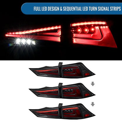 Ronnin - Compatible con Lexus IS250 IS350 2014-2017, conjunto de luces traseras con intermitentes secuenciales Full LED, par | Negro brillante