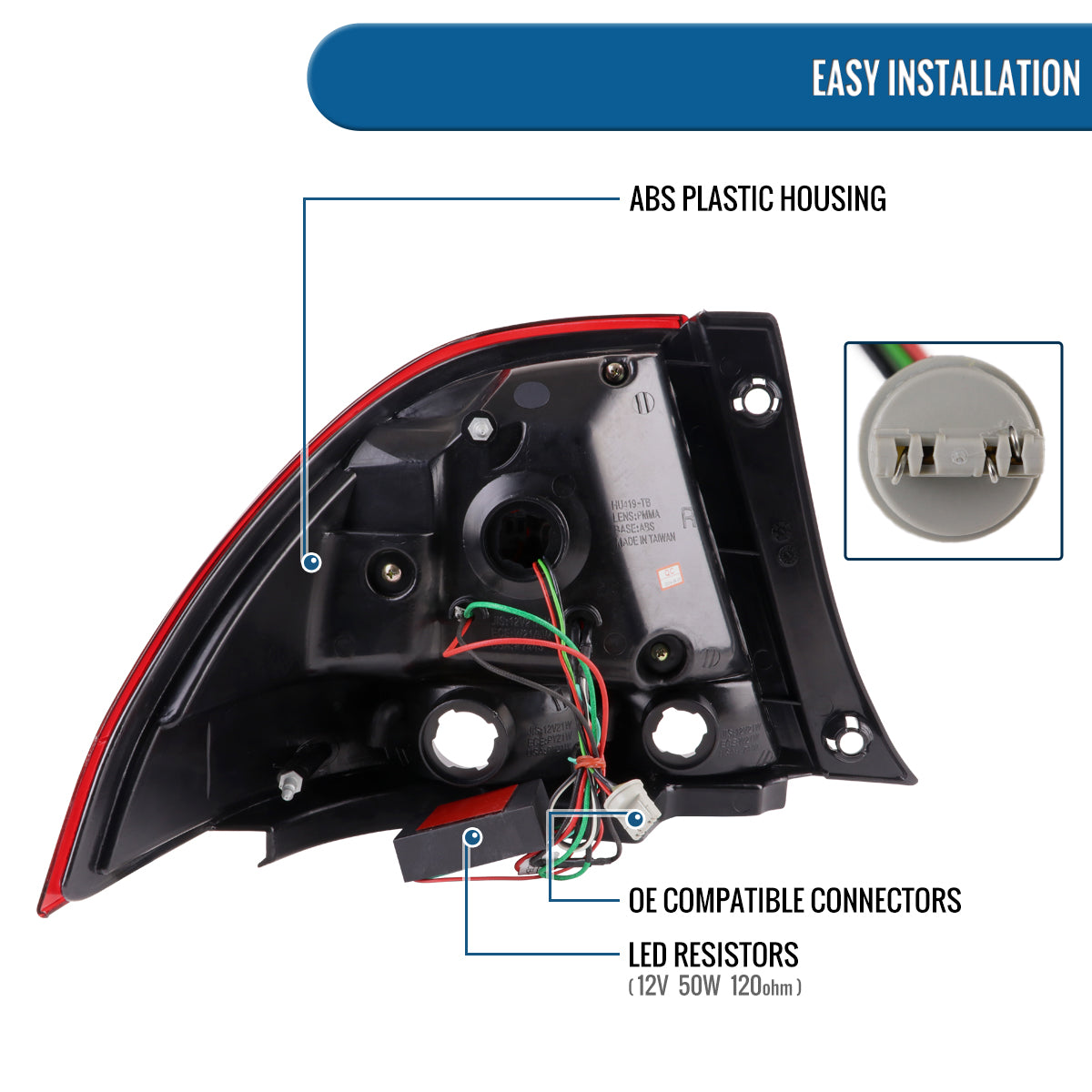 Ronnin - Compatible con Lexus IS300 2001-2005 Par de Luces Traseras de Freno LED de Repuesto Mejoradas | Rojas