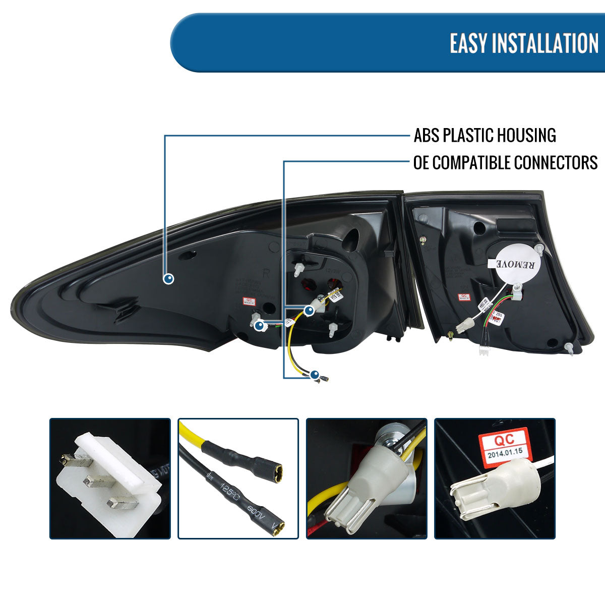 Ronnin - Compatible con Lexus LS460 de 2007-2009, versión estadounidense, luces traseras LED completas de repuesto, par | Ahumado