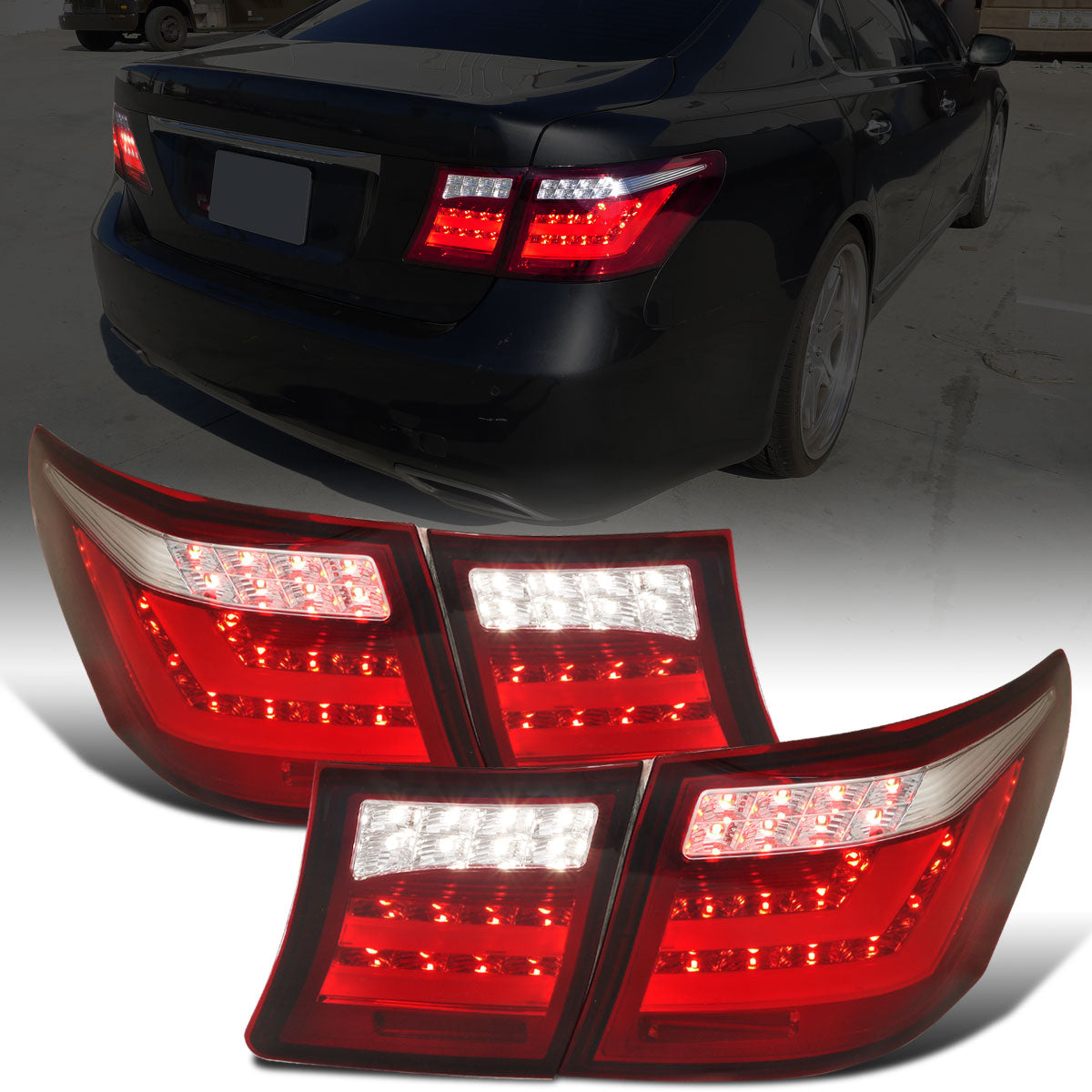 Ronnin - Compatible con Lexus LS460 de 2007-2009, versión estadounidense, juego de luces traseras LED completas de repuesto mejoradas | Rojo