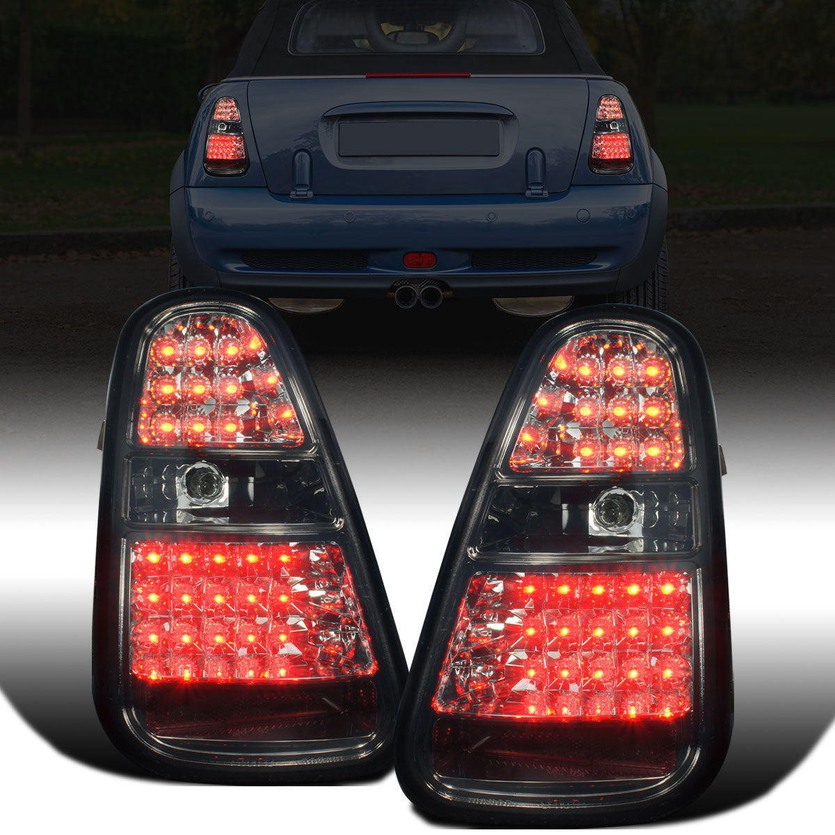Ronnin - Fits 2005-2006 Mini Cooper S Upgrade Replacement LED Tail Lights Assembly Pair | Smoke