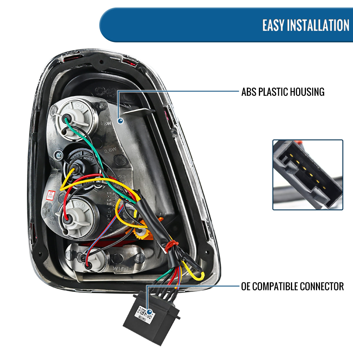 Ronnin - Compatible con Mini Cooper Base S Hatchback Convertible US Spec de 2011-2015 Par de luces traseras LED de repuesto | Cromado
