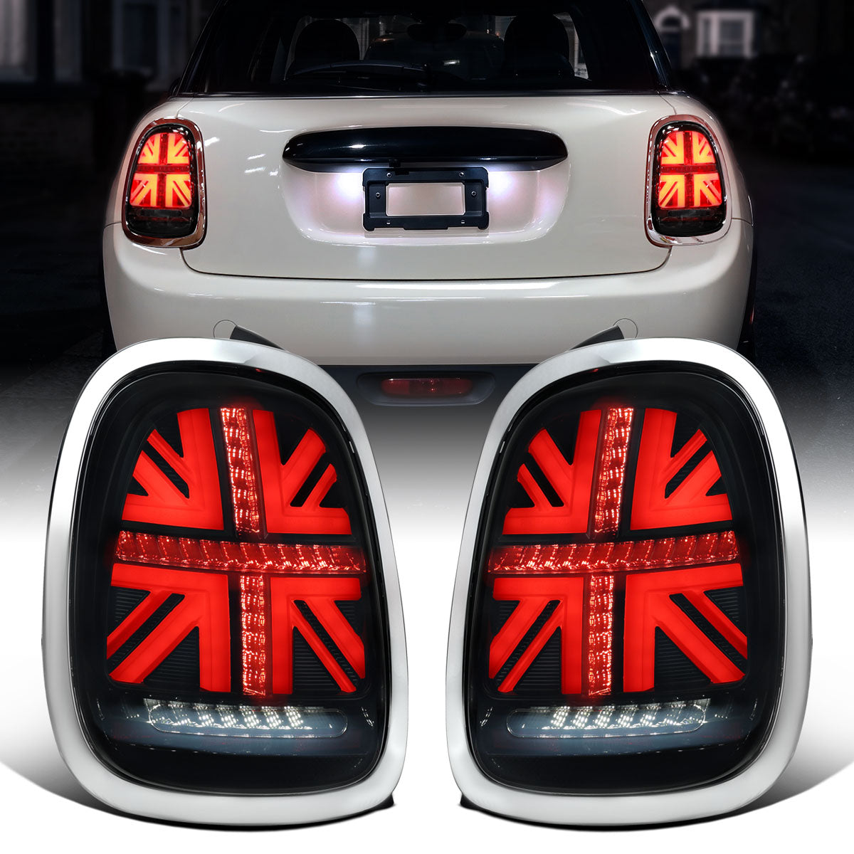 2014-2022 Mini Cooper Full LED Sequential Turn Signals Tail Lights Pair | Gloss Smoke
