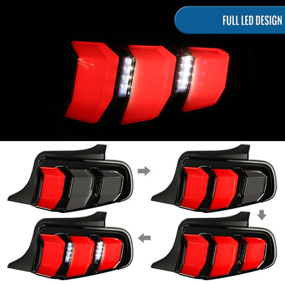 Ronnin - Compatible con Ford Mustang de 2010 a 2012 (especificaciones de EE. UU.) Luces traseras LED de tubo secuencial de repuesto mejoradas | Par ahumado en negro