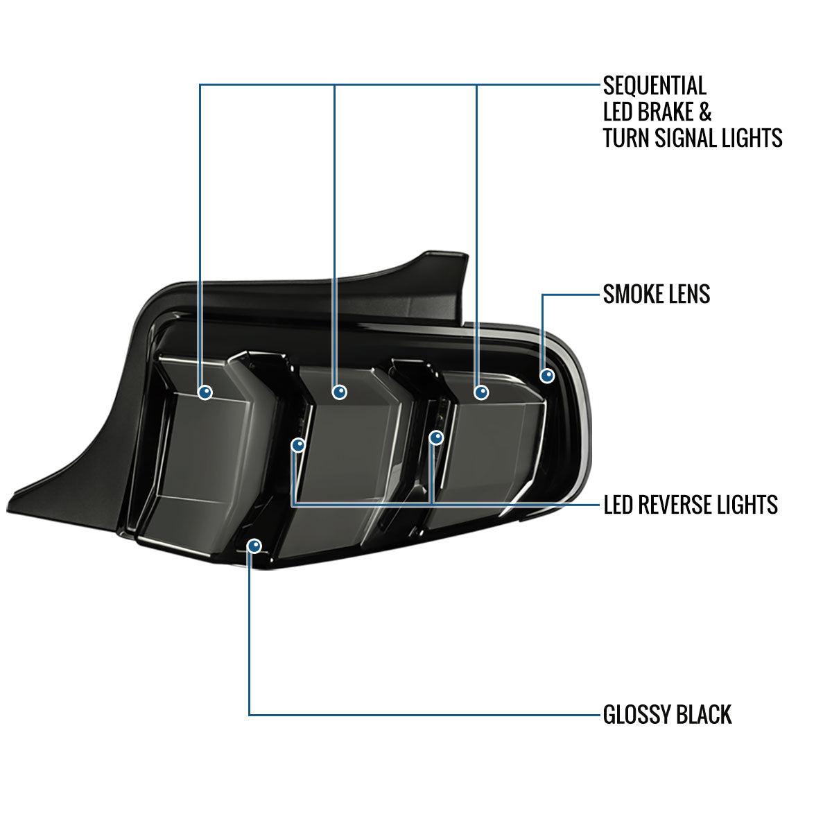 Ronnin - Compatible con Ford Mustang de 2010 a 2012 (especificaciones de EE. UU.) Luces traseras LED de tubo secuencial de repuesto mejoradas | Par ahumado en negro