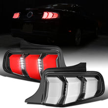 2010-2012 Ford Mustang US Spec Upgrade Replacement LED Tube Sequential Turn Signal Tail Lights Assembly Pair | Black | White Tube