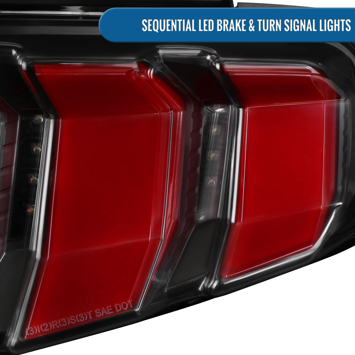 Ronnin - Compatible con Ford Mustang de 2010 a 2012 (especificaciones de EE. UU.) Luces traseras con intermitentes secuenciales LED de tubo de repuesto mejoradas (par) | Negras