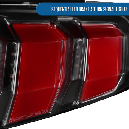 Ronnin - Compatible con Ford Mustang de 2010 a 2012 (especificaciones de EE. UU.) Luces traseras con intermitentes secuenciales LED de tubo de repuesto mejoradas (par) | Negras