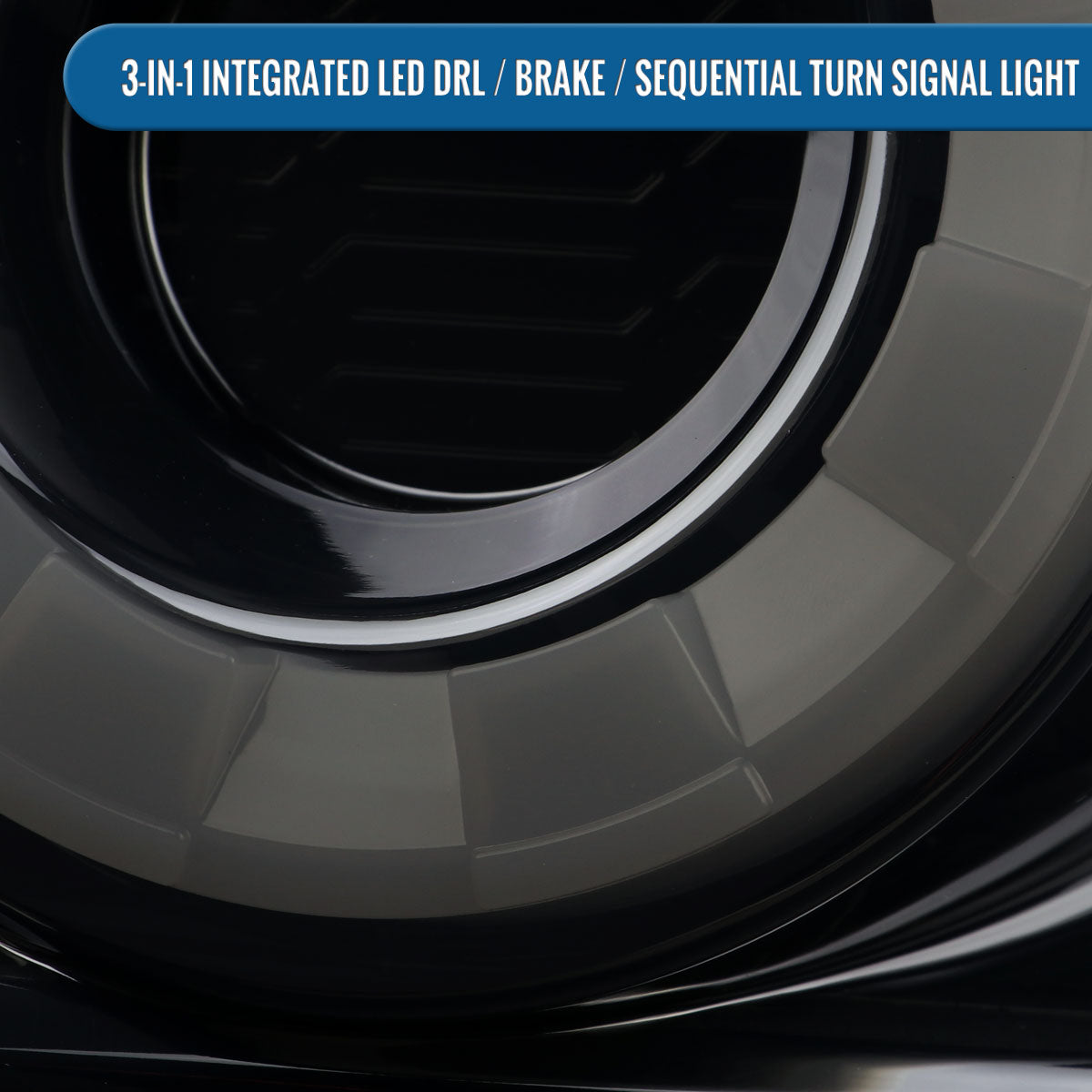 Ronnin - Compatible con Ford Mustang Coupé Convertible 2015-2023, Luces Traseras LED Secuenciales con Halo y Señales de Giro, Par | Negro Ahumado