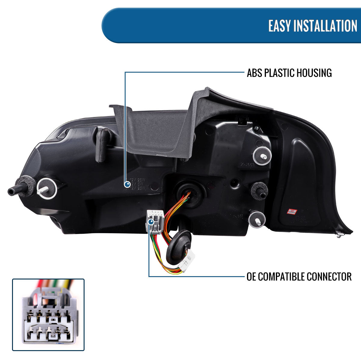 Ronnin - Compatible con Ford Mustang Coupé Convertible 2015-2023, Luces Traseras LED Secuenciales con Halo y Señales de Giro, Par | Negro Ahumado