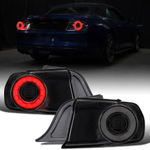 2015-2023 Ford Mustang Coupe Convertible LED Halo Sequential Turn Signals Tail Lights Assembly Pair | Black Smoke