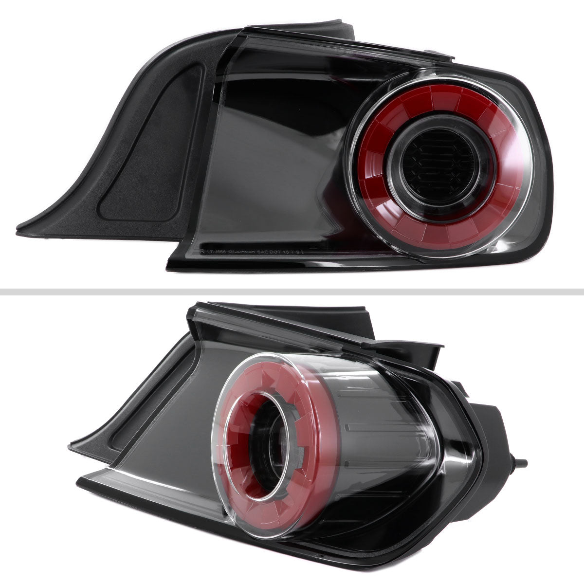 Ronnin - Se adapta a 2015-2023 Ford Mustang Coupé Convertible Luces Traseras LED con Halo y Señales de Giro Secuenciales Par | Negro Brillante