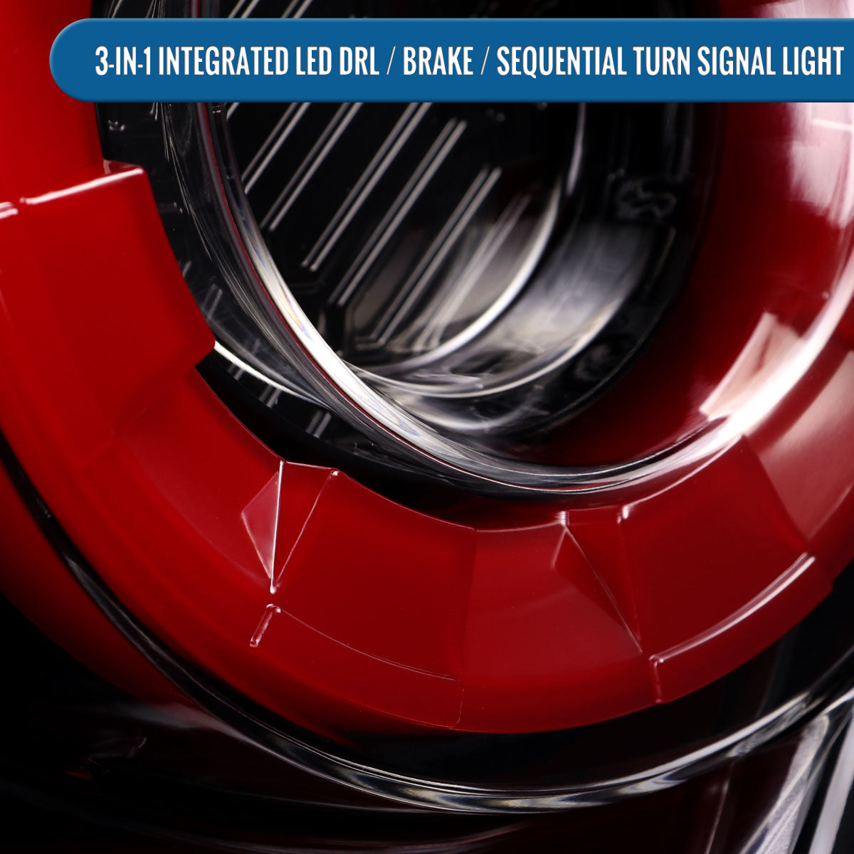 Ronnin - Se adapta a 2015-2023 Ford Mustang Coupé Convertible Luces Traseras LED con Halo y Señales de Giro Secuenciales Par | Negro Brillante