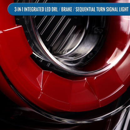 Ronnin - Se adapta a 2015-2023 Ford Mustang Coupé Convertible Luces Traseras LED con Halo y Señales de Giro Secuenciales Par | Negro Brillante