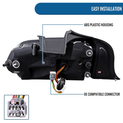Ronnin - Se adapta a 2015-2023 Ford Mustang Coupé Convertible Luces Traseras LED con Halo y Señales de Giro Secuenciales Par | Negro Brillante