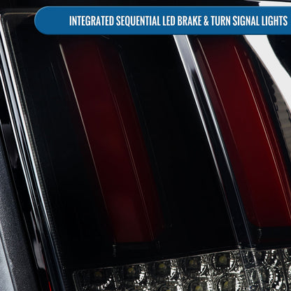 Ronnin - Se adapta a Ford Mustang 1999-2004, actualización de especificaciones de EE. UU., par de conjunto de luces traseras LED con intermitentes secuenciales | Negro ahumado
