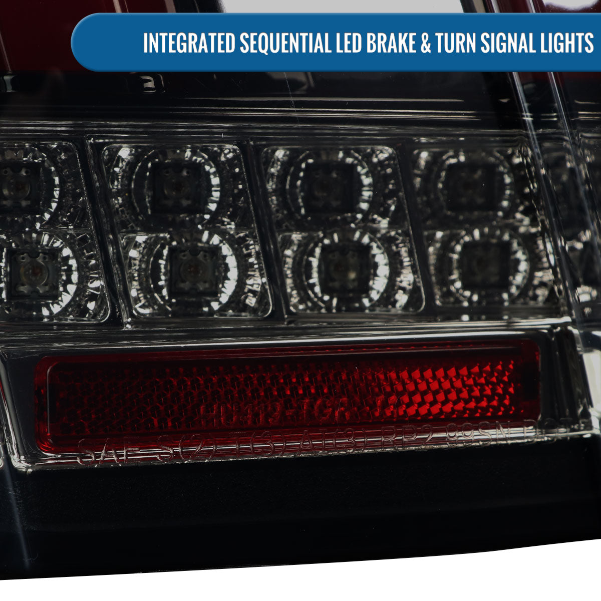 Ronnin - Se adapta a Ford Mustang 1999-2004, actualización de especificaciones de EE. UU., par de conjunto de luces traseras LED con intermitentes secuenciales | Negro ahumado