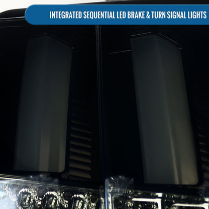Ronnin - Compatible con Ford Mustang de 1999-2004, actualización de especificaciones de EE. UU., luces traseras de montaje de intermitentes secuenciales LED de repuesto, par | Negro humo | Tubo blanco