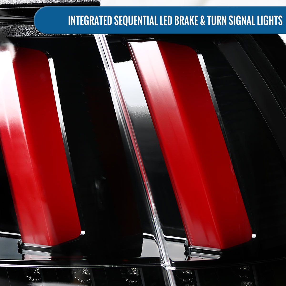 Ronnin - Se adapta a Ford Mustang 1999-2004, actualización de especificaciones estadounidenses, luces traseras LED secuenciales de intermitencia, par de montaje | Negro brillante