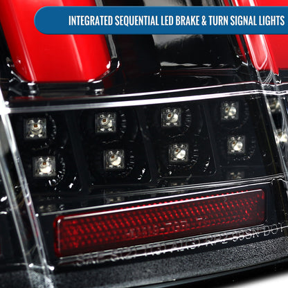Ronnin - Se adapta a Ford Mustang 1999-2004, actualización de especificaciones estadounidenses, luces traseras LED secuenciales de intermitencia, par de montaje | Negro brillante