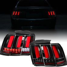 1999-2004 Ford Mustang US Spec Upgrade Replacement LED Sequential Turn Signals Tail Lights Assembly Pair | Gloss Black
