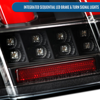 Ronnin - Compatible con Ford Mustang de 1999-2004 versión estadounidense, par de luces traseras LED de repuesto con intermitentes secuenciales | Negras