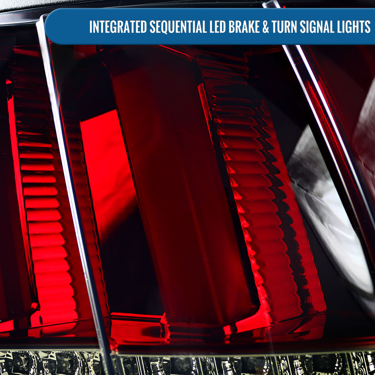 Ronnin - Compatible con Ford Mustang de 1999-2004, actualización de especificaciones de EE. UU., reemplazo de luces traseras LED secuenciales, par | Rojo Ahumado