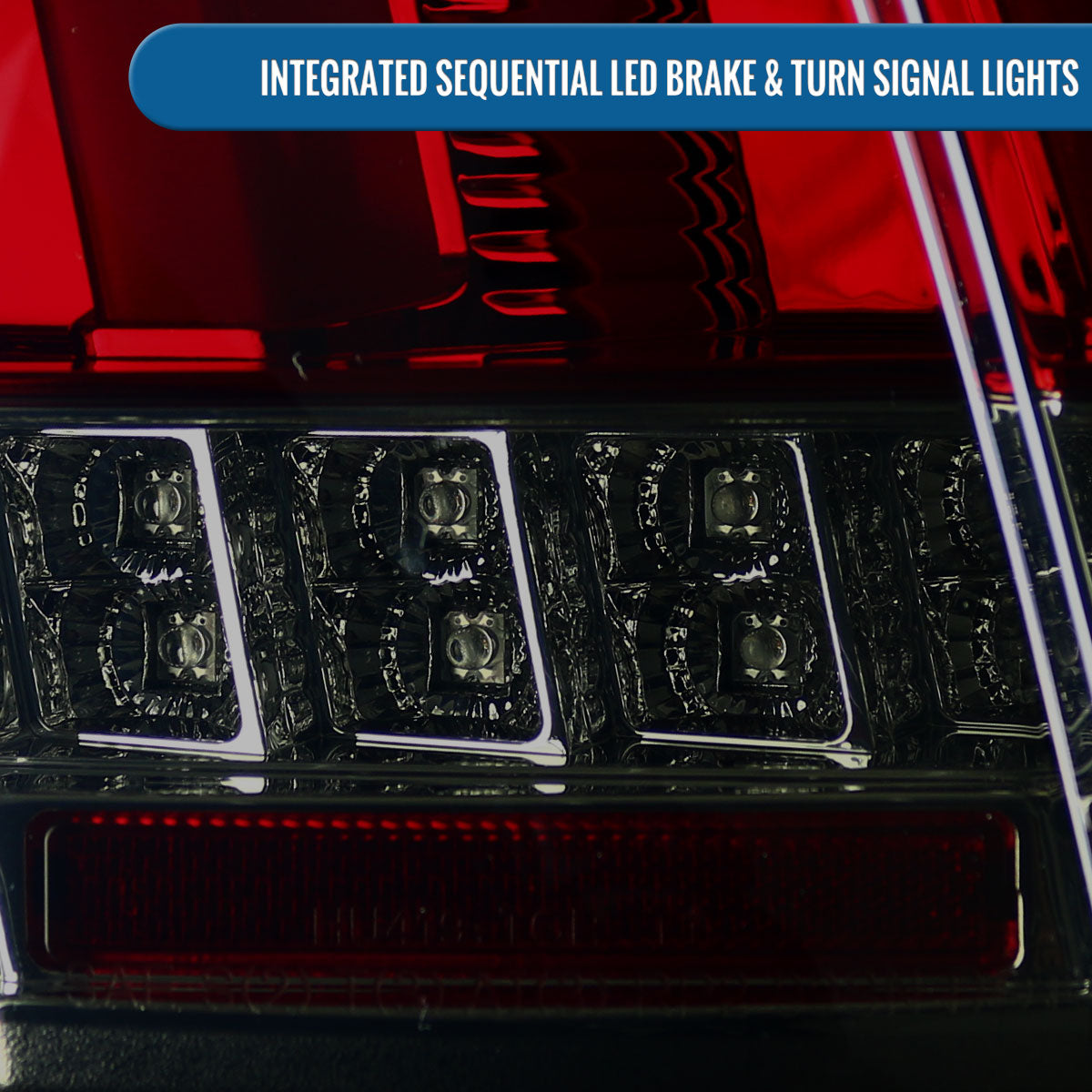 Ronnin - Compatible con Ford Mustang de 1999-2004, actualización de especificaciones de EE. UU., reemplazo de luces traseras LED secuenciales, par | Rojo Ahumado