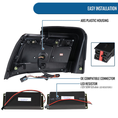 Ronnin - Compatible con Ford Mustang de 1999 a 2004, versión de EE. UU., actualización de reemplazo de luces traseras LED secuenciales, par | Rojo
