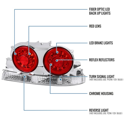 Ronnin - Fits 1995-1998 Nissan Skyline GT-R R33 Upgrade Replacement LED Tail Lights Assembly Pair | Red