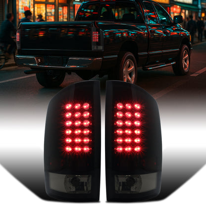 Ronnin - Compatible con Dodge Ram 1500 2500 3500 2002-2006 Luces Traseras LED Integradas con Frenos y Direccionales | Par de Ensamblaje | Negro Ahumado