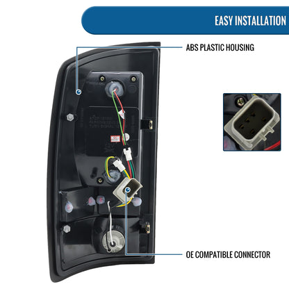 Ronnin - Compatible con Dodge Ram 1500 2500 3500 2002-2006, conjunto de luces traseras de repuesto con LED integrados para freno y direccionales, par | Negro