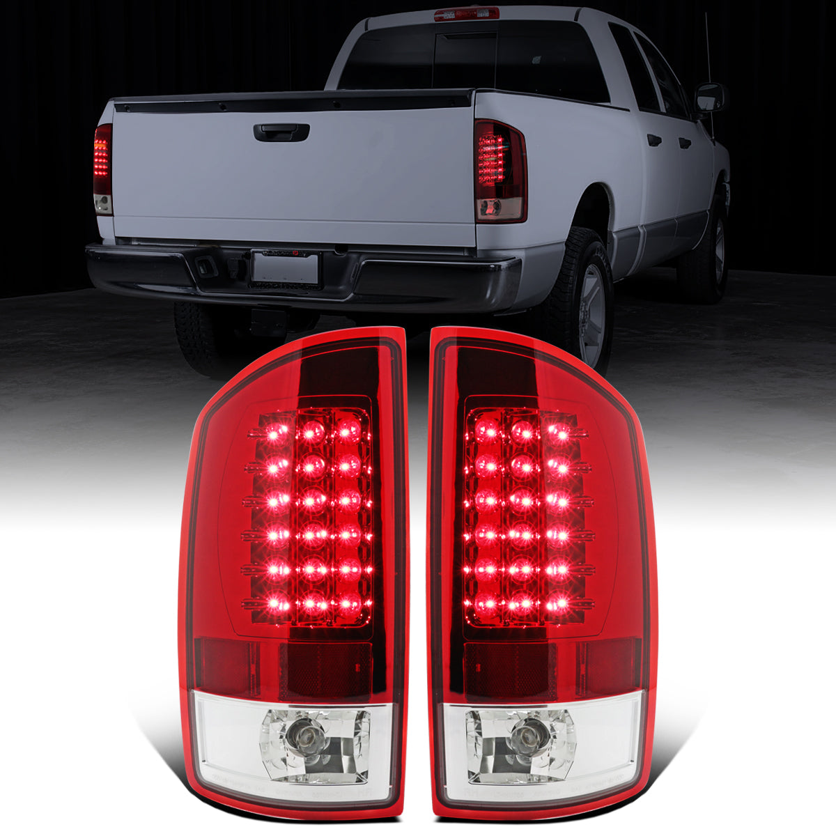 Ronnin - Compatible con Dodge Ram 1500 2500 3500 2002-2006 Luces Traseras de Repuesto con Intermitentes y Freno LED Integrados | Rojo