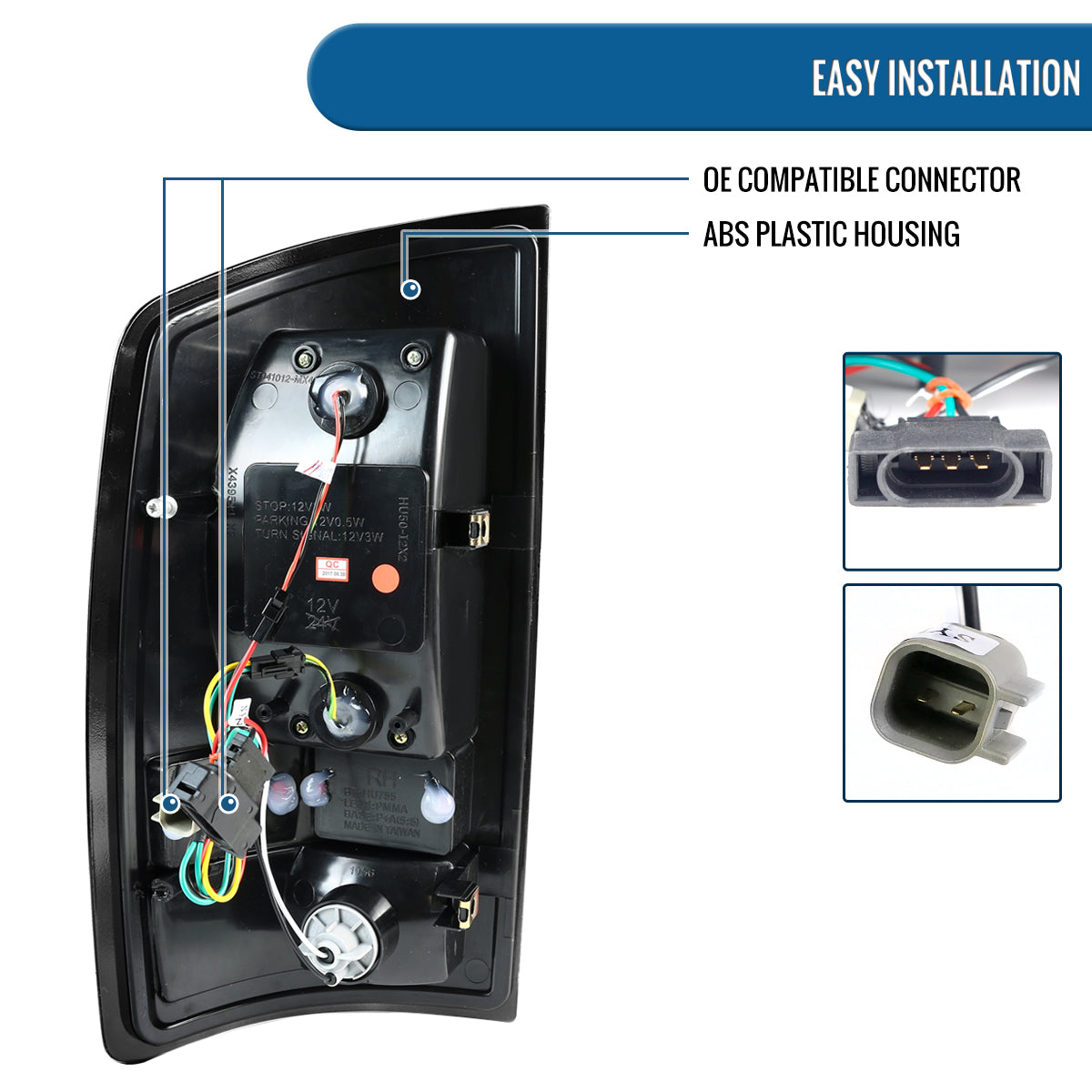 Ronnin - Compatible con Dodge Ram 1500 2500 3500 (2007-2009) Luces traseras con intermitentes y freno LED integrados Mejoradas, par | Humo Negro