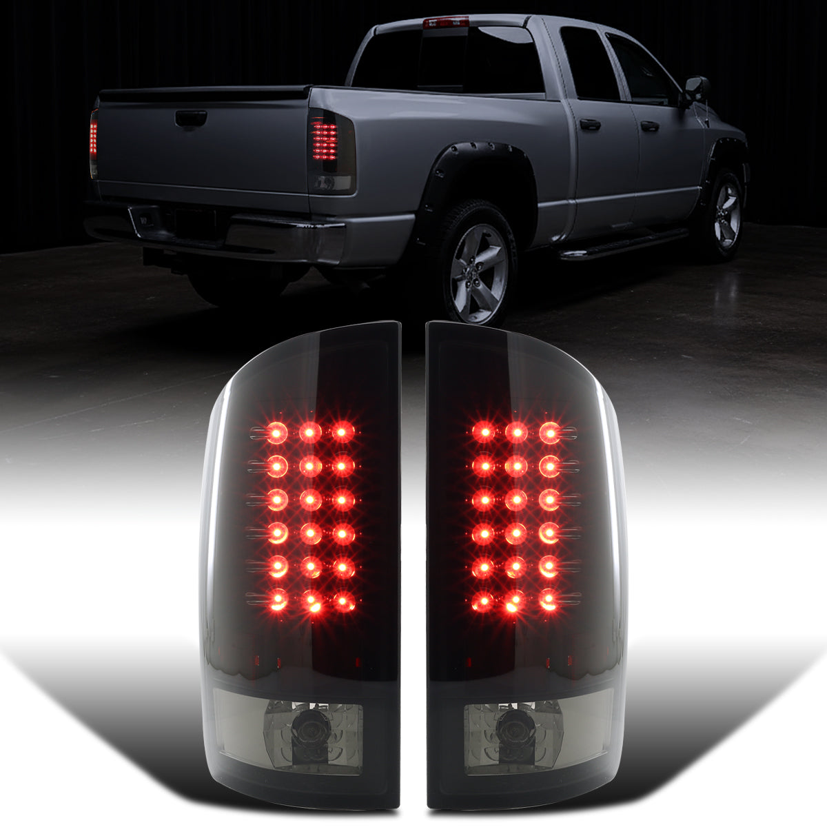Ronnin - Compatible con Dodge Ram 1500 2500 3500 (2007-2009) Luces traseras con intermitentes y freno LED integrados Mejoradas, par | Humo Negro