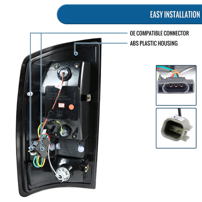 Ronnin - Compatible con Dodge Ram 1500 2500 3500 2007-2009 Montaje de actualización Luces traseras LED integradas de freno e intermitentes Par | Ahumado