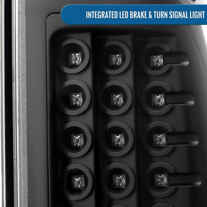 Ronnin - Compatible con Dodge Ram 1500 2500 3500 2007-2009, montaje mejorado, luces traseras con LED integrados para freno y direccionales, par | Negras
