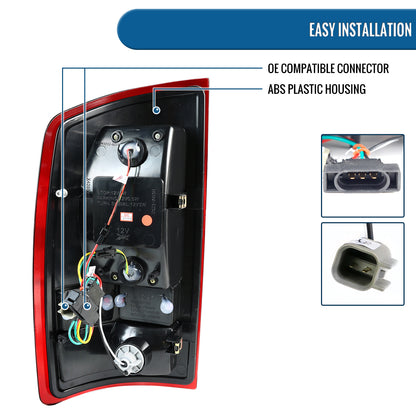 Ronnin - Compatible con Dodge Ram 1500 2500 3500 2007-2009 Montaje de actualización Luces traseras LED integradas con señales de freno y direccionales Par | Rojo