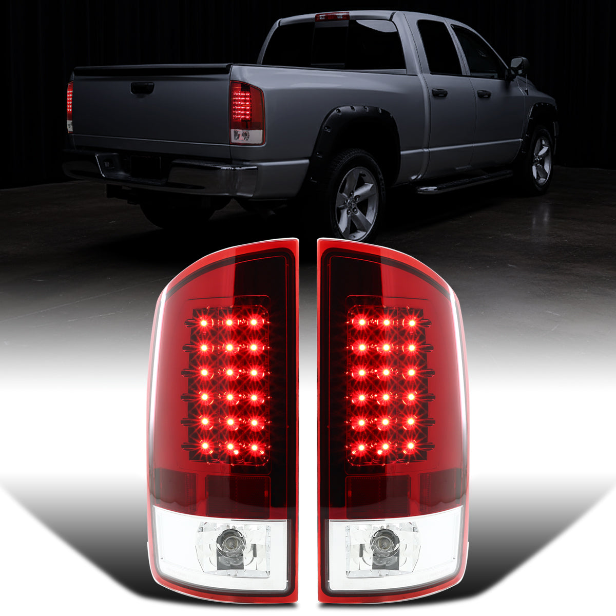 Ronnin - Compatible con Dodge Ram 1500 2500 3500 2007-2009 Montaje de actualización Luces traseras LED integradas con señales de freno y direccionales Par | Rojo