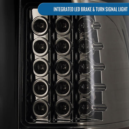 Ronnin - Compatible con Dodge Ram 1500 2500 3500 de 2009 a 2022 Luces traseras LED de montaje mejorado con intermitentes y luces de freno integrados | Par de luces en Negro Ahumado