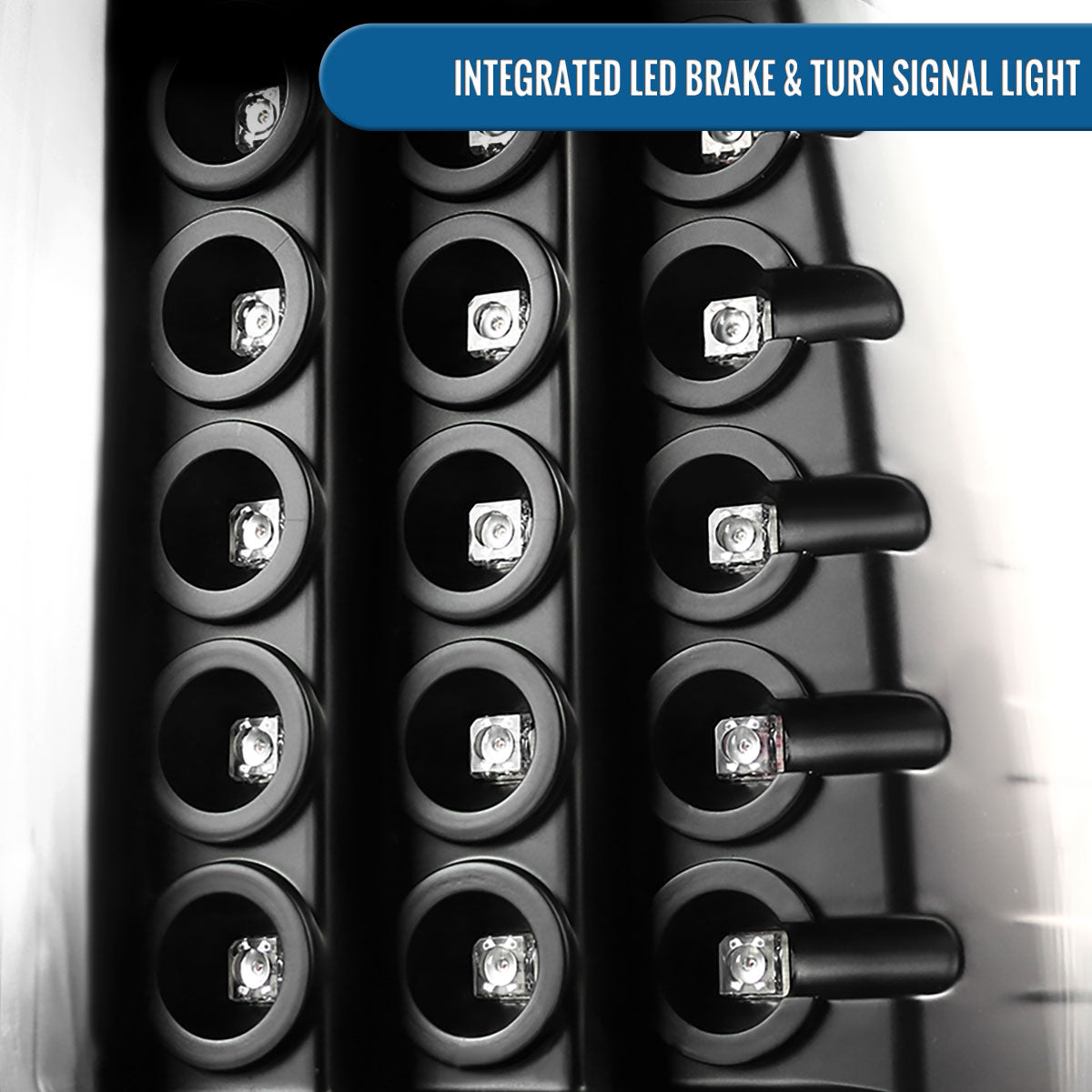Ronnin - Compatible con Dodge Ram 1500 2500 3500 2009-2022, luces traseras LED de montaje mejorado con intermitentes y freno integrados (par) | Negras