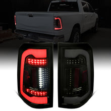 Ronnin - Fits 2019-2024 Ram 1500 Upgraded Full LED Tail Lights Integrated LED Brake and Turn Signal Lamps Replacement Pair | Black Smoke | White Tube