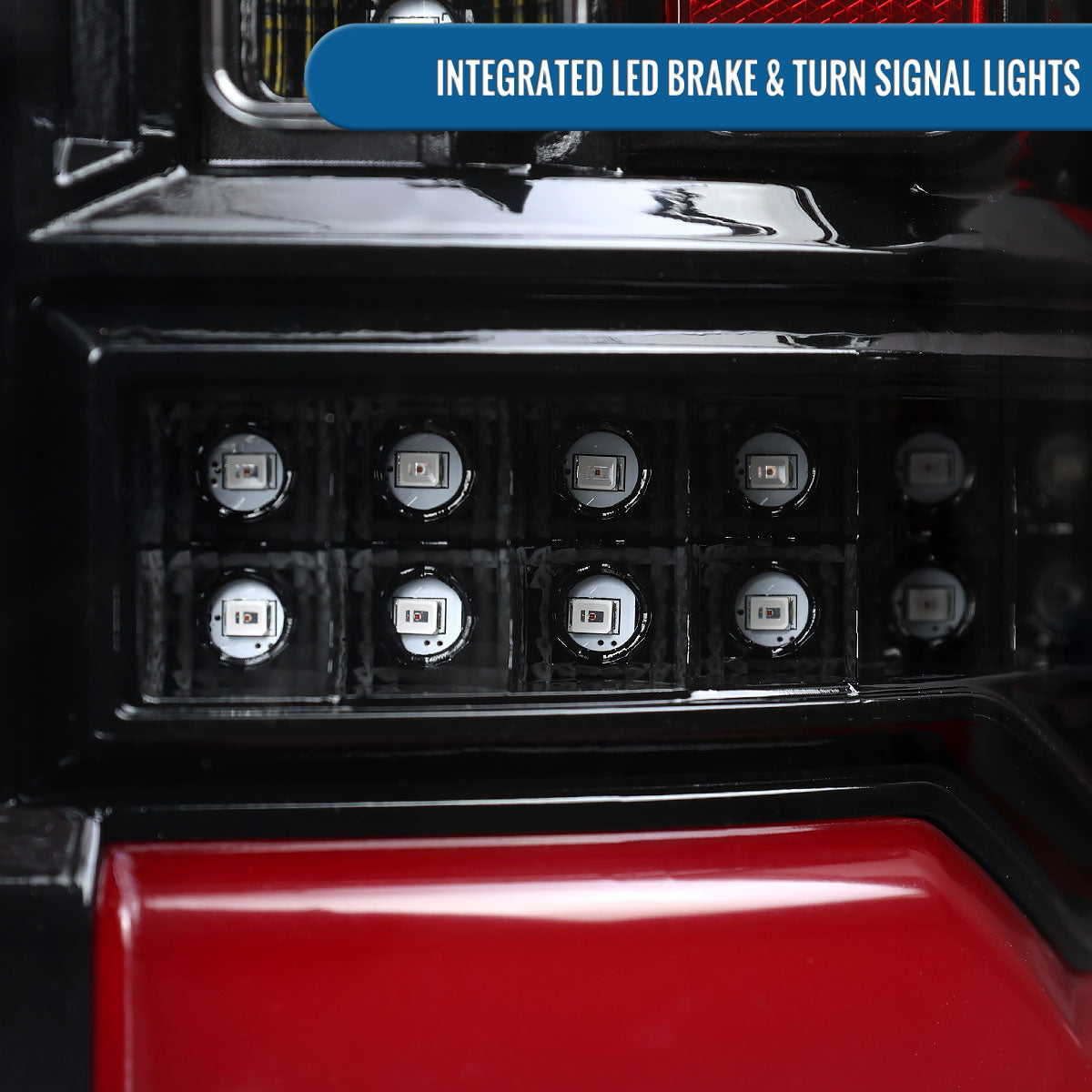 Ronnin - Fits 2019-2024 Ram 1500 Upgraded Full LED Tail Lights Integrated LED Brake and Turn Signal Lamps Replacement Pair | Gloss Black