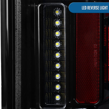 Ronnin - Fits 2019-2024 Ram 1500 Upgraded Full LED Tail Lights Integrated LED Brake and Turn Signal Lamps Replacement Pair | Gloss Black