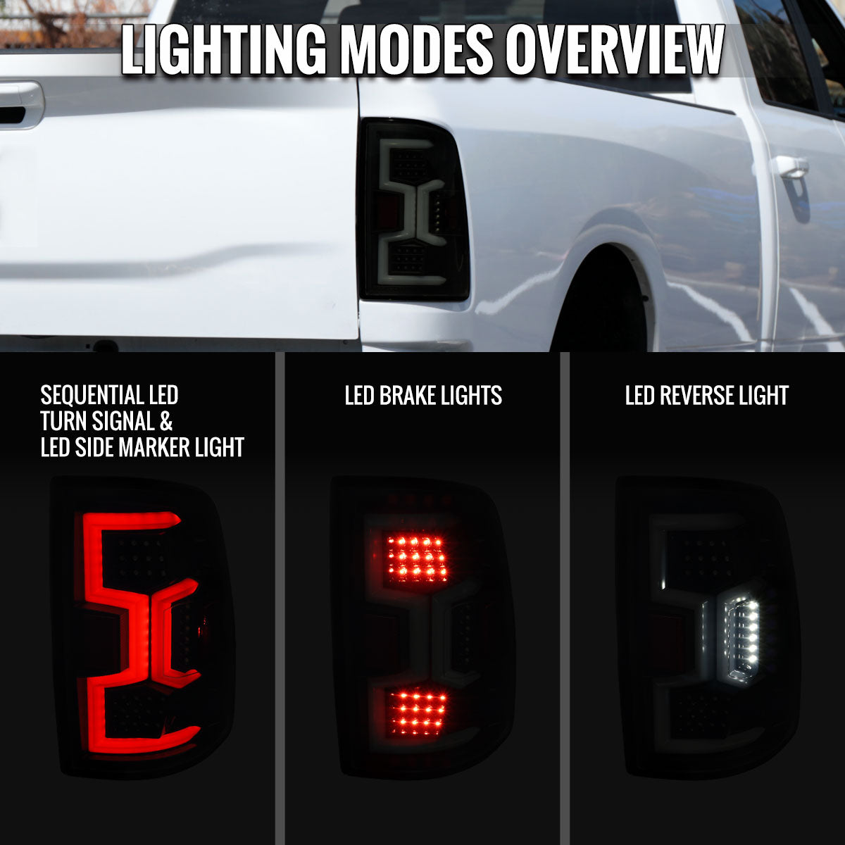 2019-2024 Dodge Ram 2500 3500 Tail Lights Pair | Black Smoke
