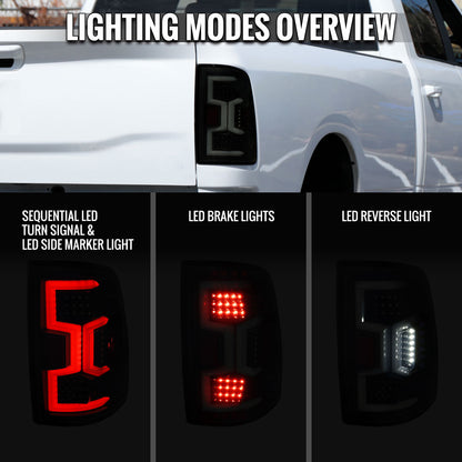 2019-2024 Dodge Ram 2500 3500 Tail Lights Pair | Black Smoke